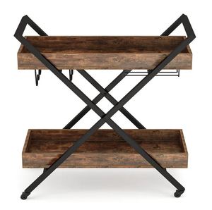 Unique Iron & Wood <b>Serving</b> Wine bar Cart for Home Catering Hotel Restaurant Kitchen Food <b>Serving</b> <b>Trolley</b> Wine & Glasses Holders - Product Image 5