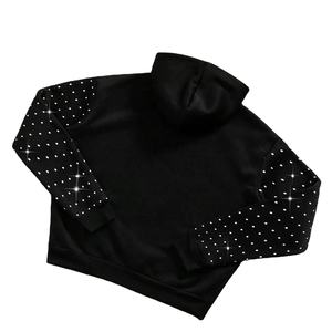 Winter Digital Printing Rhinestone Hoodie Men Luxury Shining Gemstone Acid Wash Vintage Streetwear Zipped Pullover Custom Bulk - Product Image 5