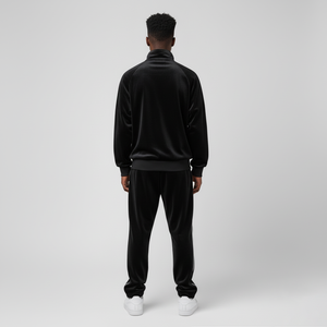 Conjunto Deportivo de Terciopelo Negro para Hombre, de Alta Calidad OEM, para Invierno, al por Mayor, Traje Deportivo de Terciopelo, Chándal Unisex con Ribete - Product Image 4