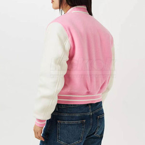 Comfortable Custom Made Solid <b>Button</b> Knitted Women's Letterman Jacket with Breathable Winter Design for Online Sale - Product Image 5