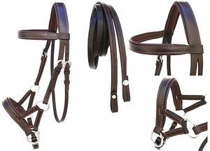 Brida Western COB de cuero negro BITLESS SIDEPULL con RIENAS Productos para caballos - Product Image 3