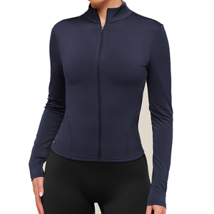 Veste de sport pour femme, écologique, respirante, extensible dans quatre directions, à manches longues, zippée, coupe ajustée, pour la course à pied et le yoga, avec poches - Product Image 2
