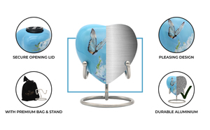 Blue Printed 50ml <b>Small</b> Heart Shaped Cremation Urn for Ashes | Memorial Urn Manufacturer - Product Image 6