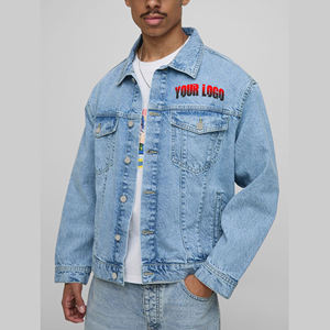 Veste en jean baggy lavée personnalisée pour hommes grande taille veste en jean décontractée à la mode manteau en jean de cowboy personnalisé avec logo imprimé DTF - Product Image 1