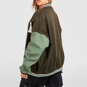 Veste Letterman grande taille pour hommes personnalisée OEM pour femmes Vestes 100% coton pour femmes Vestes de baseball - Product Image 4