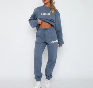 ชุดวอร์มผ้าฝ้าย100% สำหรับผู้หญิงชุดวอร์มคอกลมทรงโอเวอร์ไซส์ชุดวอร์มสำหรับผู้หญิงชุดวอร์มสำหรับฤดูหนาวทำตามสั่ง - Product Image 1