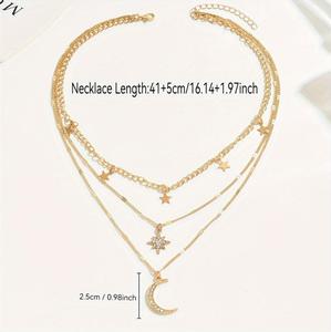Hot Selling Women's Fashionable Gold Metal Layered Moon Pendant Necklaces - Product Image 4