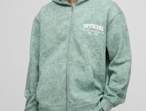 Acid Wash Zip Up Front Logo Alta calidad Premium Custom Heavy Weight Drop Shoulder Tallas grandes Sudaderas con capucha para hombre 100% algodón - Product Image 3