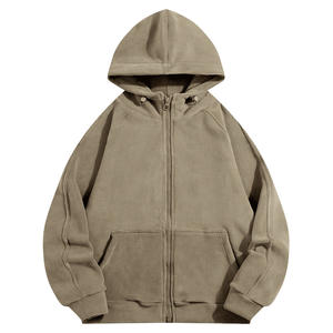 Wholesale Custom <b>Sherpa</b> Fleece Zip Up <b>Hoodie</b> Unisex Heavyweight Winter Warm OEM ODM Full Zipper <b>Hoodie</b> - Product Image 3