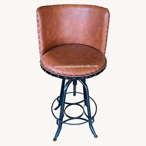 Tabouret de bar industriel en bois massif et métal, pieds en métal et assise en bois, chaise de bar pour restaurant, jardin, café, mobilier de bar - Product Image 2