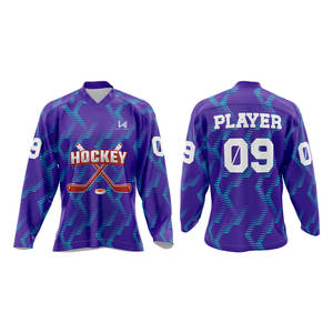 Vêtements de hockey sur glace personnalisés OEM d'usine, impression par sublimation, uniformes pour adultes, maillot de hockey sur glace de terrain - Product Image 4