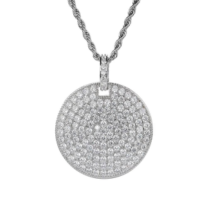 Bling Bling 925 Argent 2 Pouces Coupe Ronde Moissanite Diamant Pendentif Collier De Luxe Hip Hop Déclaration Bijoux pour Les Fêtes - Product Image 2