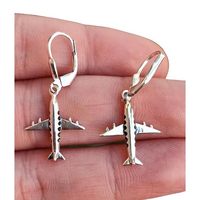 Pendientes Colgantes de Plata de Ley 925 Hechos a Mano con Forma de Avión, Joyería de Moda para Mujer, para Navidad o Aniversario