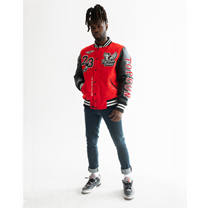 Veste Letterman en coton et polyester de qualité personnalisée avec logo brodé pour hommes et femmes - Product Image 5