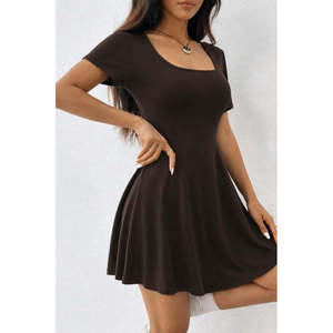 Mono de buceo de manga corta con cuello cuadrado y detalle de bolsillo para mujer, 36768 - Café - Product Image 4