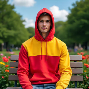 Sudadera con capucha de manga larga con hombros descubiertos bordados de invierno para hombre 500 GSM poliéster polar de peso pesado - Product Image 2