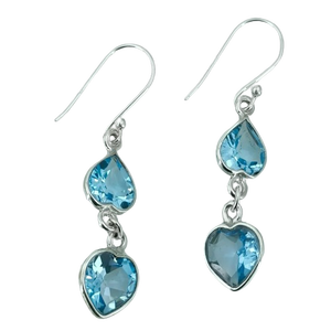 Navya Craft 925 Solid Sterling Silver Fine <b>Stud</b> <b>Earrings</b> <b>Blue</b> Topaz Heart Shape Handmade for Women's Christmas Valentine's Day - Product Image 1