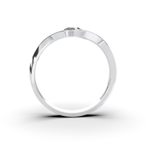 Juego de puntas de corte redondo de diamante cultivado en laboratorio de 0,08 quilates, banda ondulada elegante, anillo Unisex de platino sólido - Product Image 2
