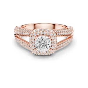 Bague de fiançailles avec halo de diamants de laboratoire ronds taille brillant de 1,64 carat, clarté VVS-VS EF, or 18 carats, 14 carats, 10 carats et argent 925 - Product Image 3