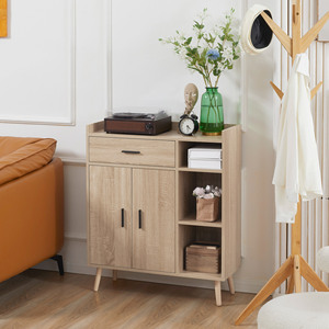 HOMCOM Aparador Multiusos Moderno con Gabinete y Cajón de Madera 80x30x96,5 cm - Product Image 2