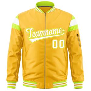 Vente en gros Varsity Full-Zip Letterman Bomber Jacket Épaule contrastée Color Block Baseball Jacket Veste en jersey personnalisable - Product Image 6