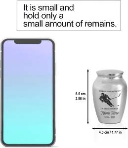 ฮ็อกกี้น้ำแข็งส่วนบุคคลโกศขนาดเล็กสำหรับมนุษย์ขี้เถ้าของที่ระลึกของขวัญสำหรับโกศสำหรับขี้เถ้าของมนุษย์ในความทรงจำที่กำหนดขนาดเองเงิน - Product Image 2