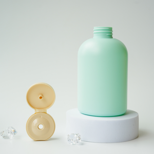 NBT Bouteille en plastique HDPE vide de 300ml au design plat en rose et vert pour shampoing, gel douche et nettoyant pour le visage - Product Image 4