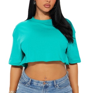 Camisetas Cortas de Estilo Oversize para Mujer, para Uso Casual, Hechas en Fábrica, Precios Económicos, Camisetas Cortas Personalizadas para Mujer - Product Image 1