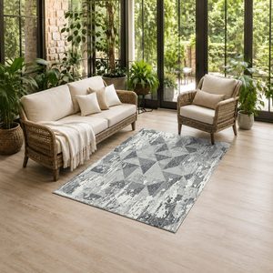 Tapis de salon en chenille antidérapant, effet marbre gris argenté, imprimé numériquement, lavable en machine, vente en gros RUGS DEPOT LXDP-0094 - Product Image 6