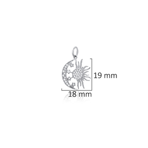 Media Luna y sol diseño CZ piedra encanto turco hecho a mano venta al por mayor 925 joyería de plata esterlina - Product Image 2