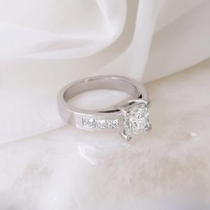 Diamante de Corte Princesa Cultivado en Laboratorio IGI, Oro Amarillo y Blanco de 14k, Plata de Ley Hecha a Mano, para Boda/Compromiso/Aniversario - Product Image 2