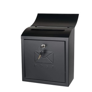 Classic Black <b>Wall</b> Mounted Mailbox Lockable Galvanized Steel Outdoor Letter Box <b>For</b> Home Garden Office Post Box Mail <b>Holder</b> - Product Image 2
