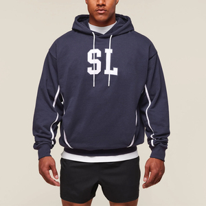 Sudadera con capucha bordada con letras personalizadas para hombre, sudadera deportiva de lana Premium, ropa de equipo atlética con tuberías en contraste y ropa de calle - Product Image 1