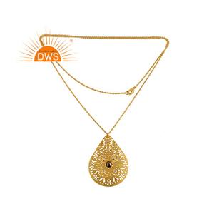 Cz และ Pyrite อัญมณีจี้โซ่จี้สร้อยคอลิงค์โซ่ทองเหลืองชุบทอง 18K ออร์เธอด็อกซ์โลหะผสมฮิปฮอป - Product Image 5