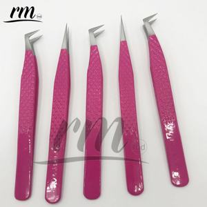 RMI Purple Powder Coated / Silver Tip Pinzas para pestañas de punta de Espinilla de acero inoxidable de alta calidad 45 Volumen de bota regular - Product Image 2