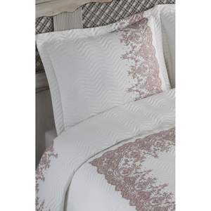 Cubrecama de Encaje Beige, Acolchado de Lujo con Patrón Floral, Tamaño Personalizado (Individual, Queen, King) para Verano, para Hogar y Hotel, Hecho de Poliéster - Product Image 4