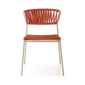 Stackable Outdoor <b>Chair</b> with Painted Metal Frame and Woven Rope Seat - Product Image 4