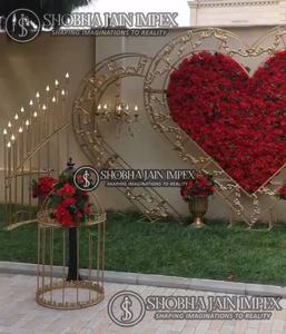 Marco dorado cortado con láser para bodas, fiestas, accesorios de arco de boda de Metal de fibra de hierro moderno, Rectangular en forma de corazón embalado en caja - Product Image 4