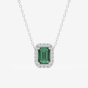 Style Vintage Vert Émeraude Diamant Halo Pendentif Belle Moissanite Bijoux pour les Fêtes Cadeaux À La Mode Émeraude Coupe Diamant - Product Image 4