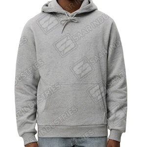 เสื้อฮู้ดผ้าผสมโพลีเอสเตอร์/คอตตอนสีเทาอ่อน ทรงหลวม กระเป๋าจิงโจ้ มีเชือกผูกฮู้ด สไตล์ลำลอง สตรีทแวร์ - Product Image 3