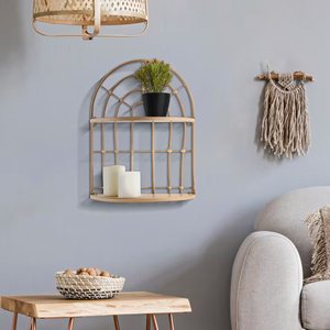 Étagère murale double marron fabriquée au Vietnam Matériau écologique utilisé pour la décoration de la maison Étagère de rangement Vente en gros - Product Image 6