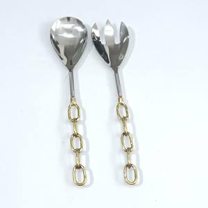 Juego de Cubiertos para Ensalada Decorativos de Acero Inoxidable con Diseño de Cola de Sirena Hecha a Mano en Dorado, Juego de Cubiertos para Servir en la Cocina - Product Image 2