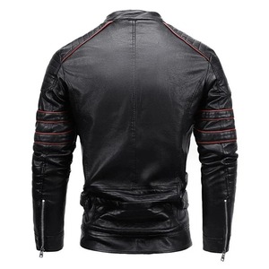 Chaqueta de cuero para hombre con logotipo personalizado bordado, bomber de béisbol, chaqueta universitaria de cuero PU con cuello alto corto para hombre - Product Image 3