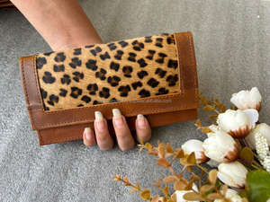 Portefeuille en cuir de vachette multi-usages pochette coques de téléphone cheveux sur cacher carte d'embrayage portefeuilles occidentaux pour femmes - Product Image 3