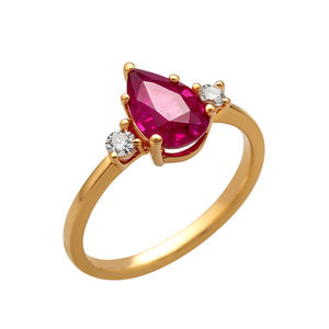 Anillo de rubí y diamantes hecho a mano en India, moderno y elegante, para ella, banda de oro amarillo macizo de 14k, proveedor de joyería. - Product Image 1