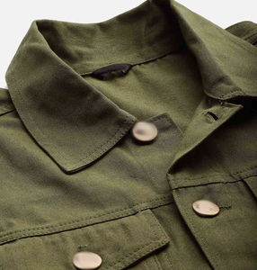 แจ็กเก็ตยีนส์แขนยาวทรงสลิมลำลองแบบสั่งตัดสไตล์สตรีทแจ็กเก็ตยีนส์ขาดสำหรับผู้ชาย - Product Image 3