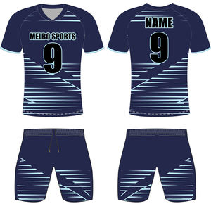 Ensemble de maillot de football pour hommes adultes, dernier design, impression de logo personnalisée, 100% polyester, séchage rapide, respirant - Product Image 2