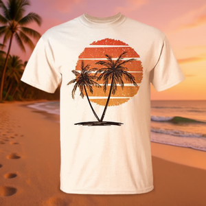 T-Shirt Vintage Anni '70/'80 con Palme Hawaiane, Stile Spiaggia Tropicale per Promozioni - Product Image 3
