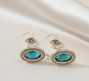 Elegant 4.5 Inch Green CZ Multi-Stone Earrings | 925 Sterling Silver 18K Gold Platet 15g Dangle Earring for <b>Wedding</b> Party Wear - Product Image 4