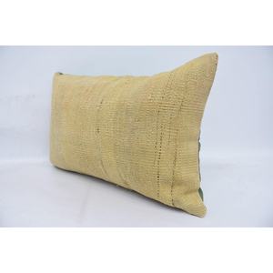 Sutil rayas Beige lana almohada 16x24 pulgadas patrón Vintage Kantha tejido Patchwork técnica - Product Image 4